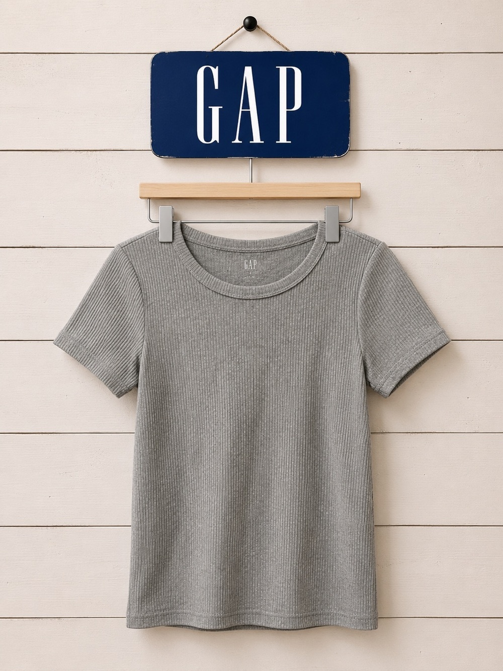 GAP Grey Ribbed T-Shirt Size M